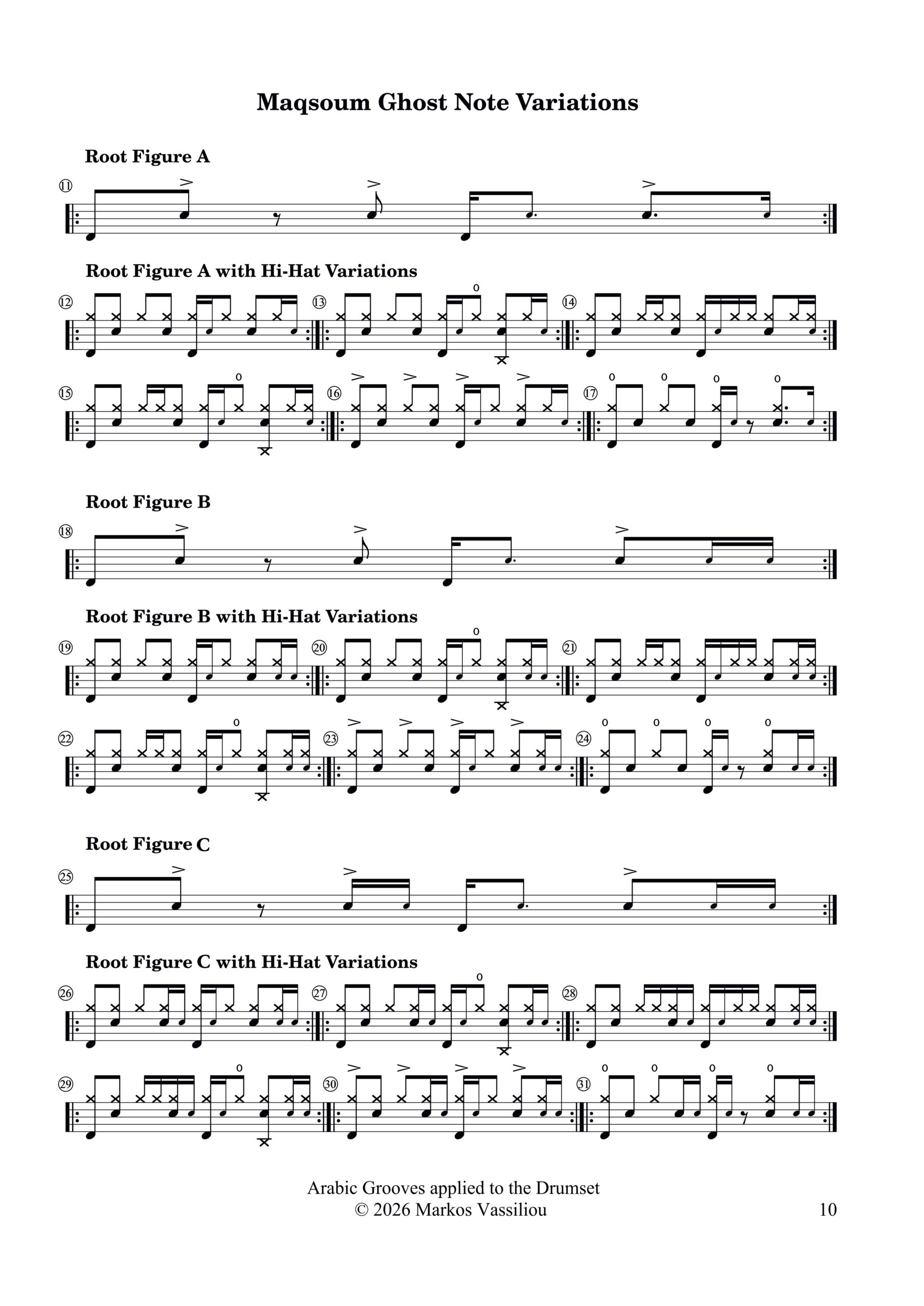 Arabic Grooves Applied to the Drumset Reading Preorder Free Sample - Markos Vassiliou 2