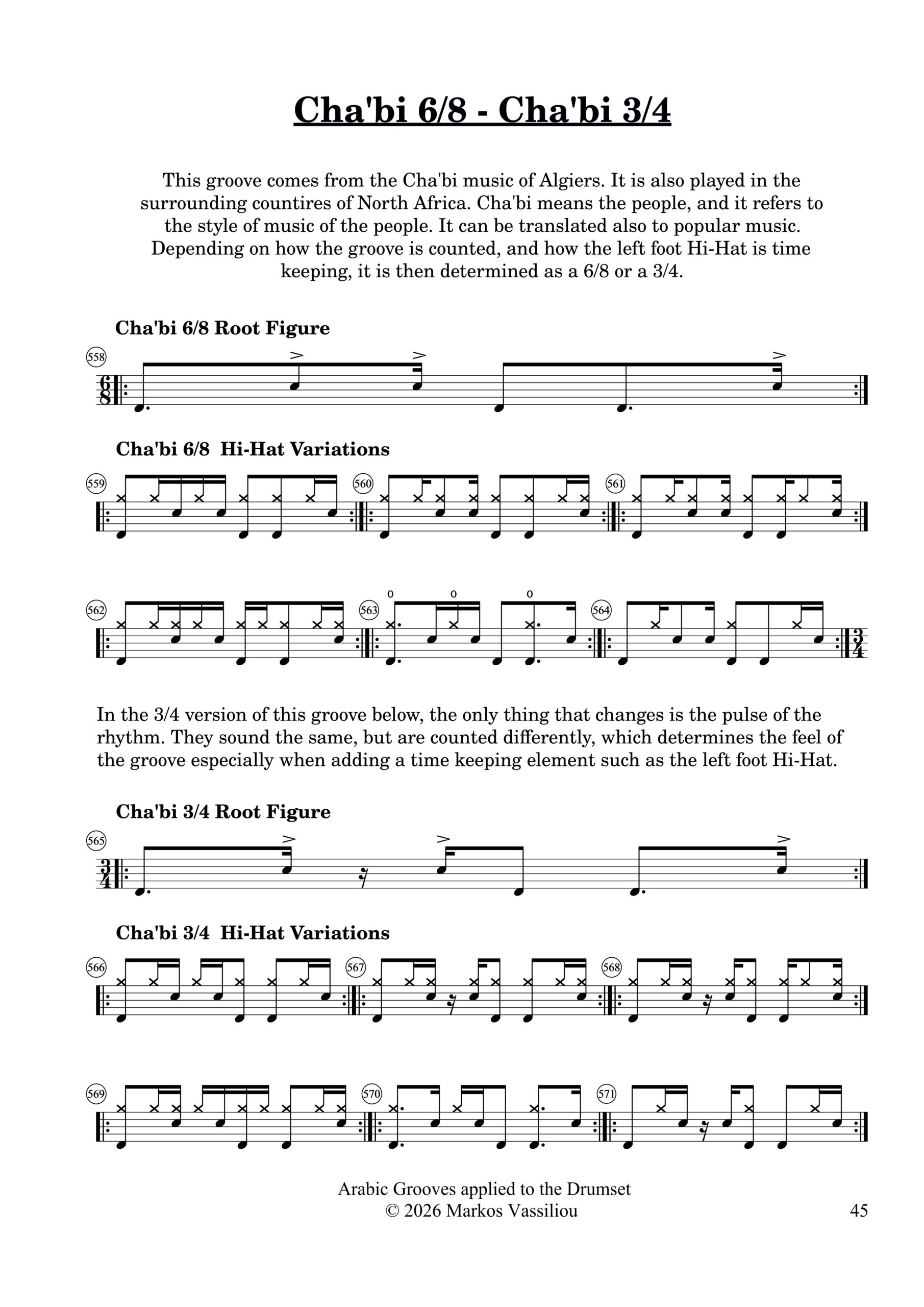 Markos Vassiliou - Arabic Grooves applied to the Drumset (Chaabi) 1
