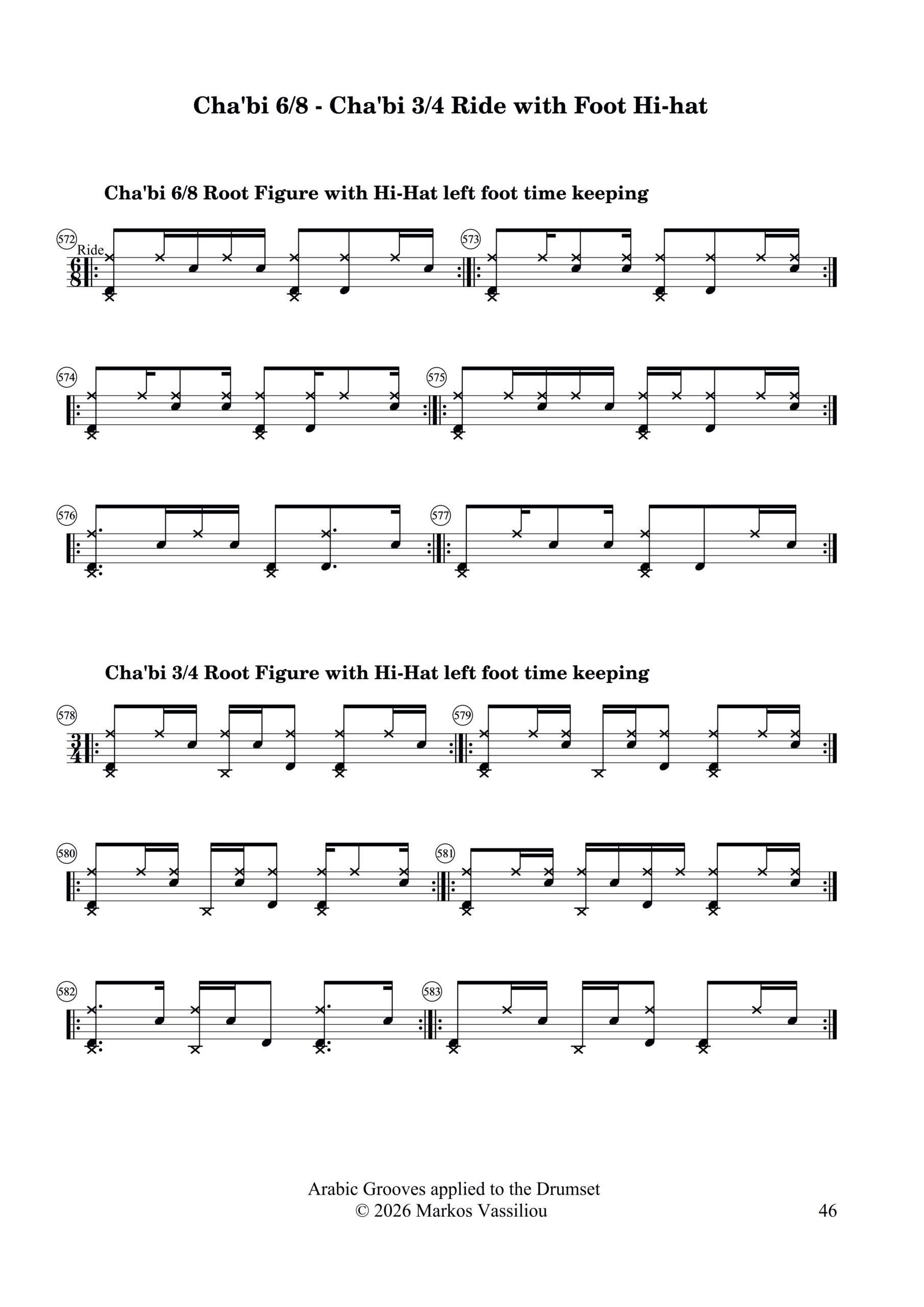 Markos Vassiliou - Arabic Grooves applied to the Drumset (Chaabi) 2